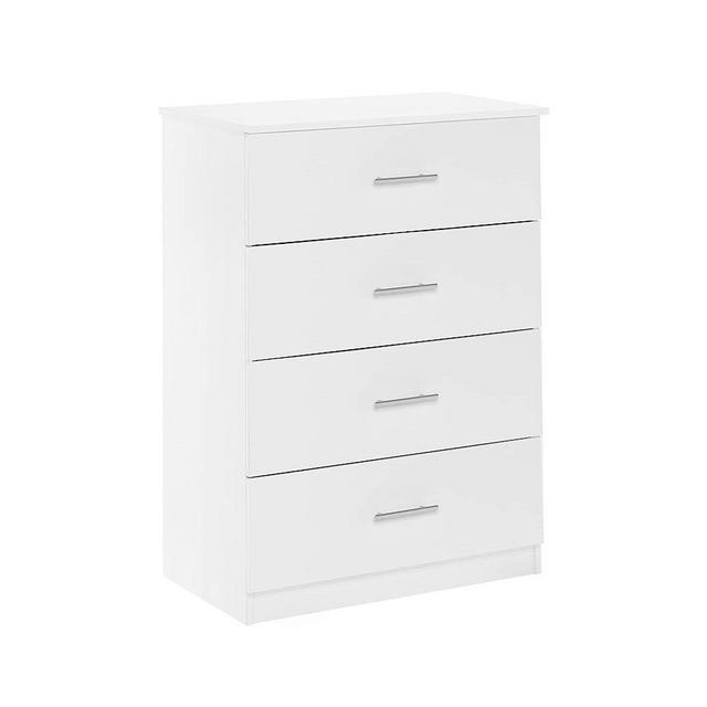 Furinno Tidur Simple Design Dresser, 4-Tier Handle, Solid White