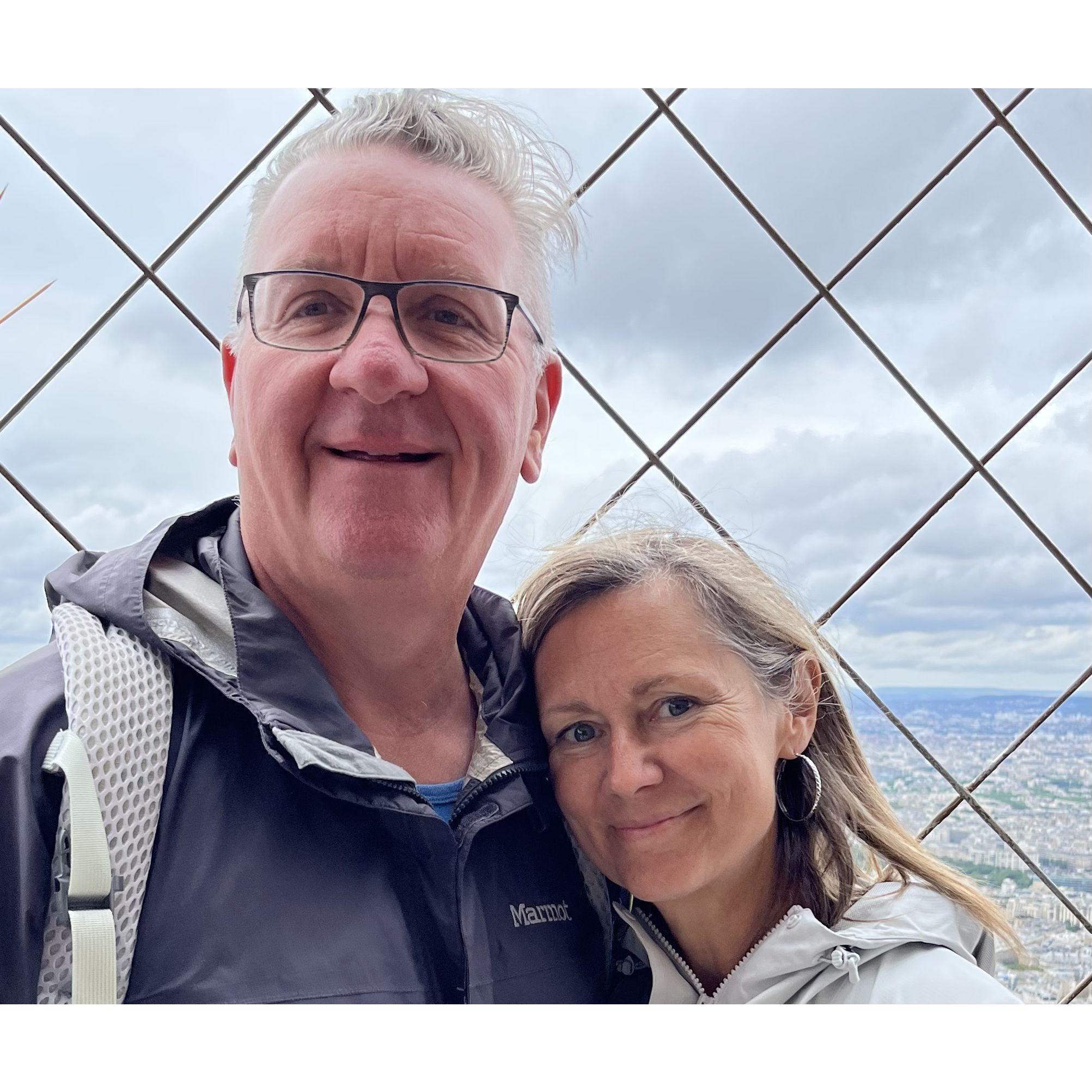 At the very top of the Eiffel Tower.