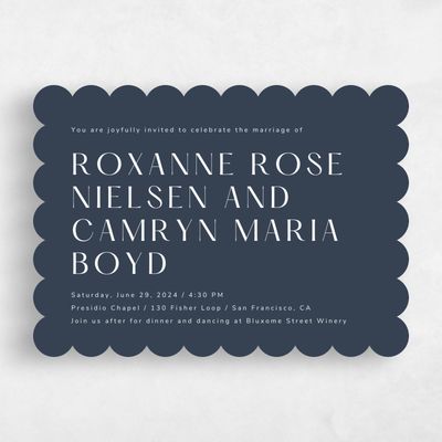 Blue Scalloped Wedding Invitation - Cerrito Type