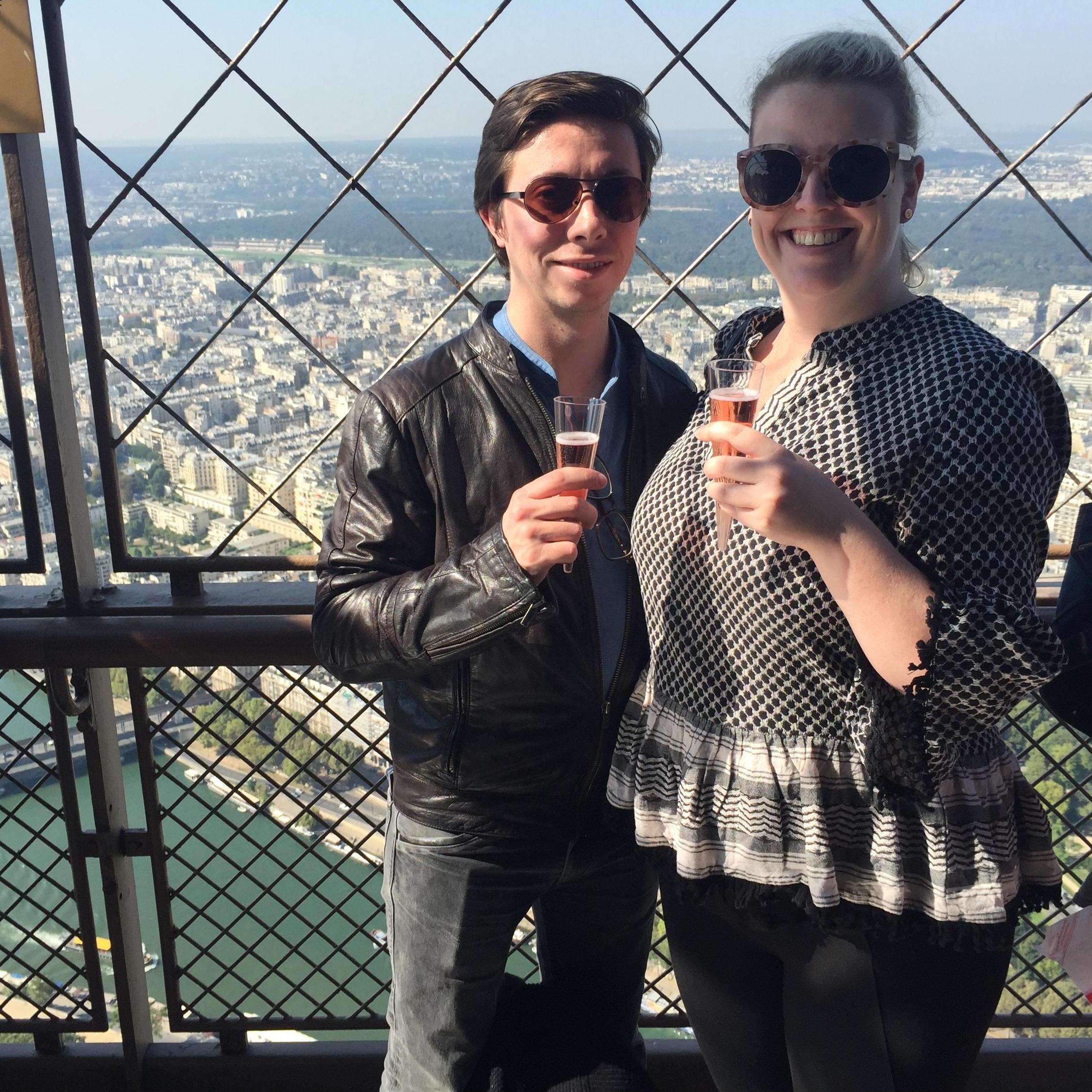 Champagne at the top of the Eiffel Tower (aka forcing Noox to be a tourist) - September 2016