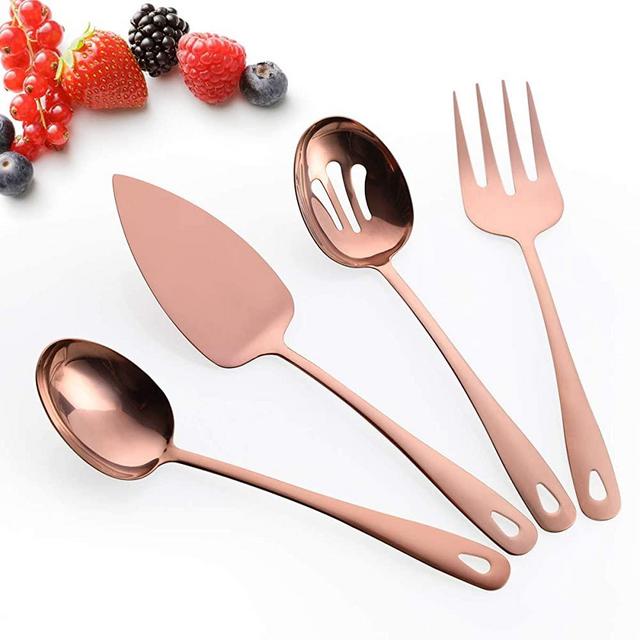 OGORI 4-Piece Stainless Steel Hostess Serving Utensil Set, Copper