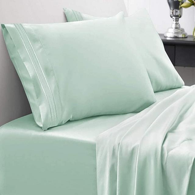 1800 Thread Count Sheet Set – Soft Egyptian Quality Brushed Microfiber Hypoallergenic Sheets – Luxury Bedding Set with Flat Sheet, Fitted Sheet, 2 Pillow Cases, Queen, Mint