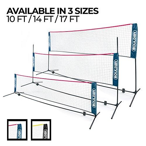 Boulder Portable Badminton Net Set - Net for Tennis, Soccer Tennis, Pickleball, Kids Volleyball - Easy Setup Nylon Sports Net with Poles - for Indoor or Outdoor Court, Beach, Driveway
