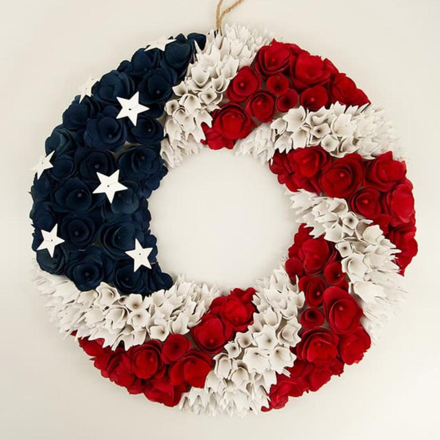Patriotic Shaved Wood Wreath
