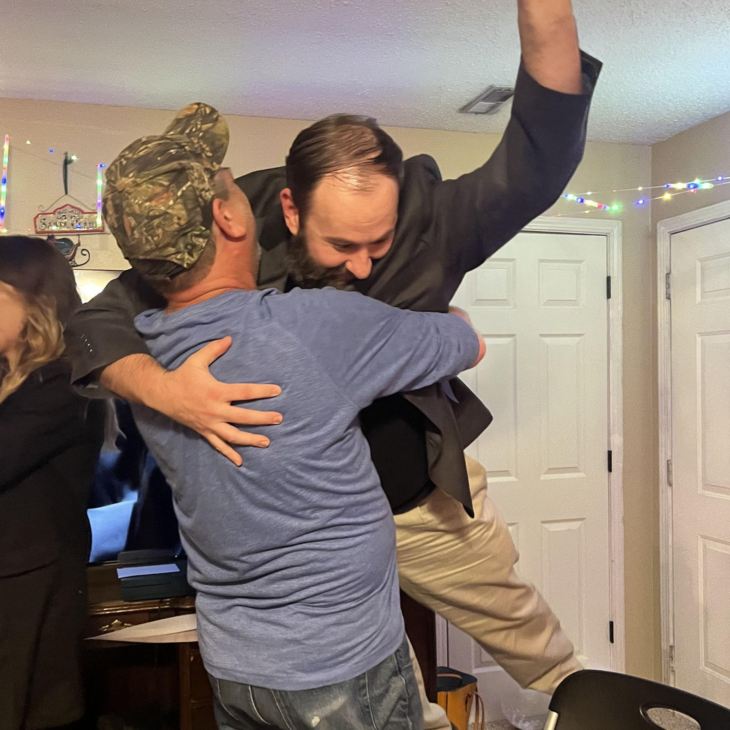 The night we got engaged! Dad giving Justin the biggest hug!! December 22nd 2024