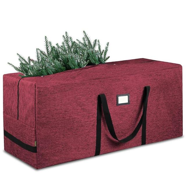 BALEINE 7.5 ft Christmas Tree Storage Bag, Heavy Duty 900D Oxford Fabric with Reinforced Handles and Dual Zippers Wide Opening, Extra Large Storage Container for Trees and Decorations (Red)