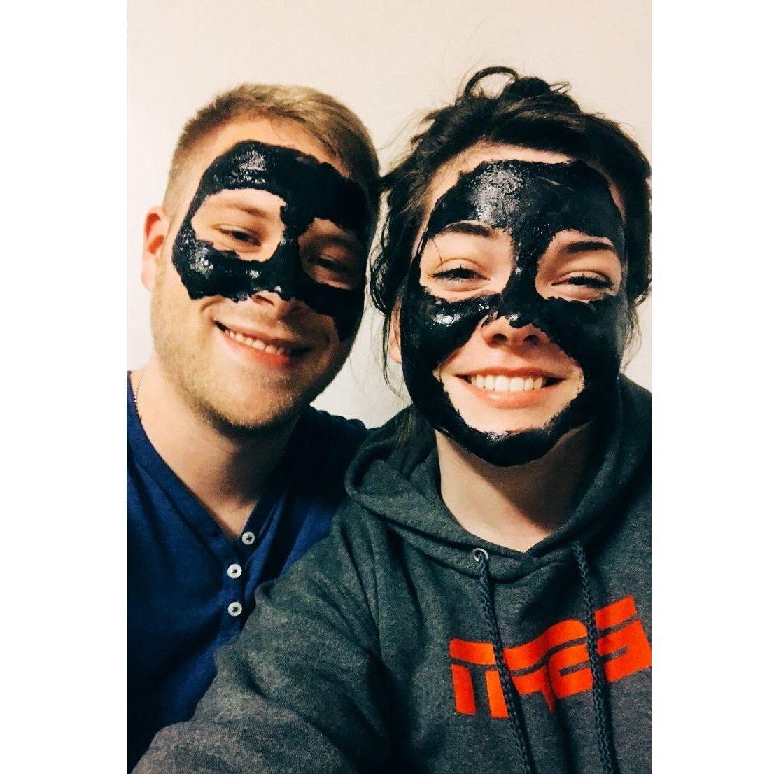 Liv introduced Nathan to the fun kind of face-masks pre-covid!