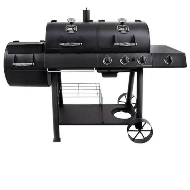 Longhorn Combo 3-Burner Charcoal and Gas Smoker Grill in Black with 1,060 sq. in. Cooking Space