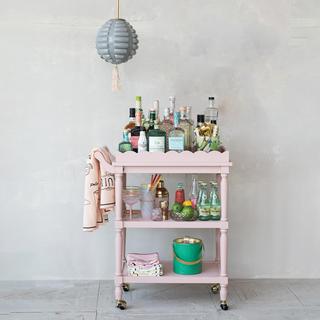 3-Tier Bar Cart with Removable Scalloped Tray