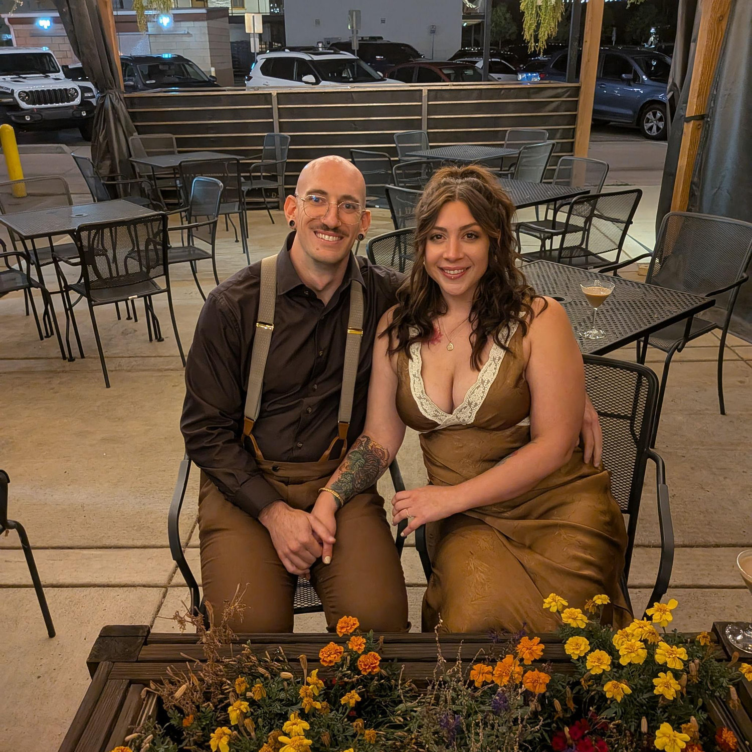Hanging on the patio at the Capitol Grille in Golden, Colorado for our friend's Rob and Em's wedding