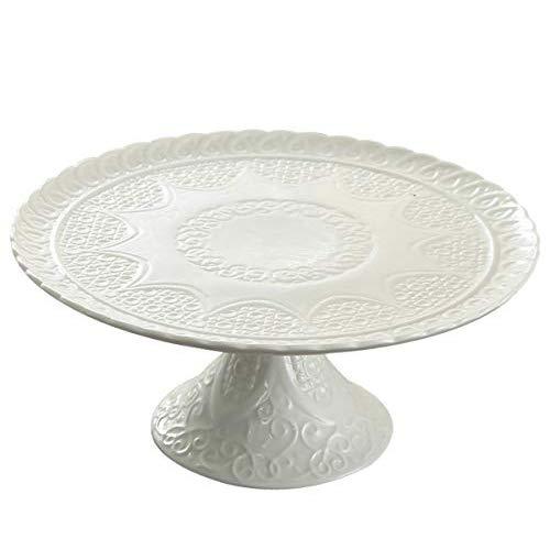 Jusalpha White Porcelain Decorative Cake Stand-Cupcake Stand (Stand only, no dome)