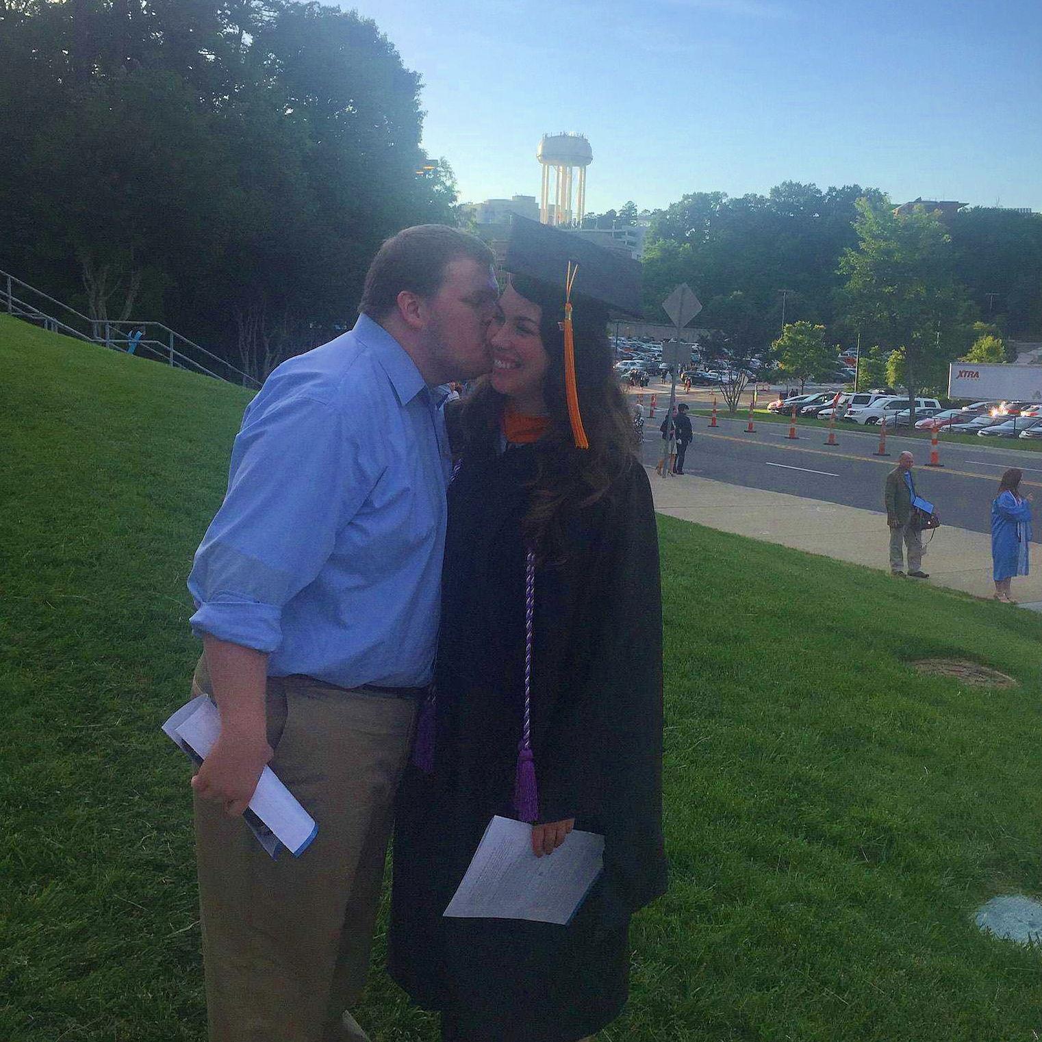 Graduation smooch! When Danielle got her Masters of Science in Nursing in 2017