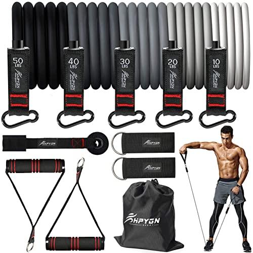 HPYGN Resistance Bands Set, Exercise Bands with Handles, Ankle Straps, Door Anchor, Carry Bag, Great for Resistance Training, Physical Therapy, Yoga, Home Workouts