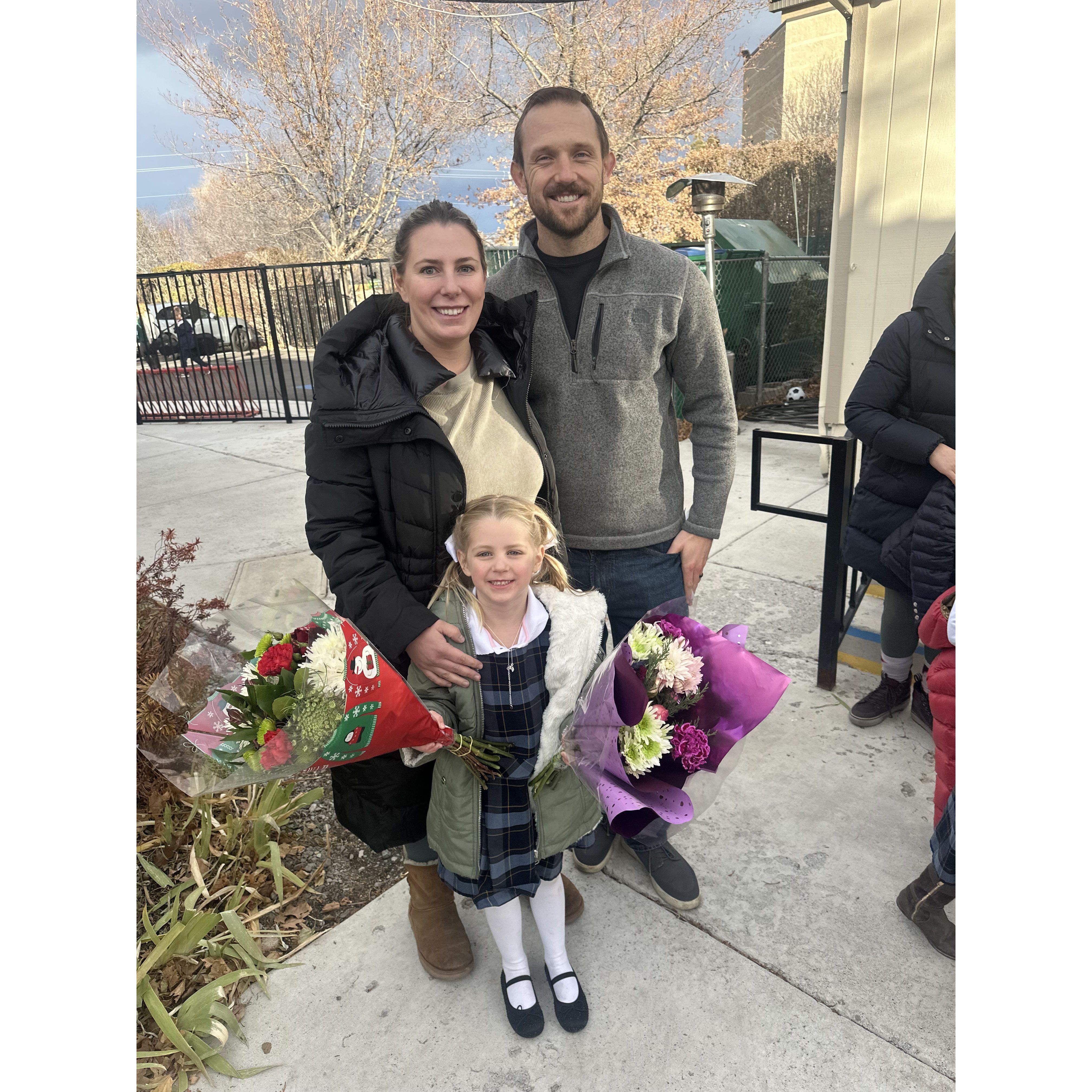 Celebrating Mia at her kindergarten recital