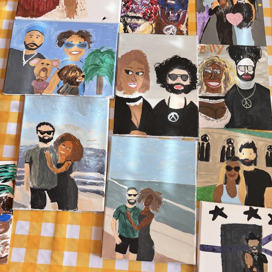 Sip and Paint….People were given photos of Abe & Aliyah and here are just a few of the paintings.