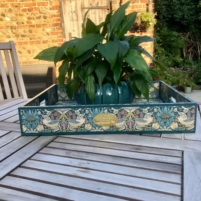 William Morris Coffee Table Tray, Bamburgh, Strawberry Thief - Large Tray. Breakfast Tray. Laptop tray. Ottoman tray. Wooden tray