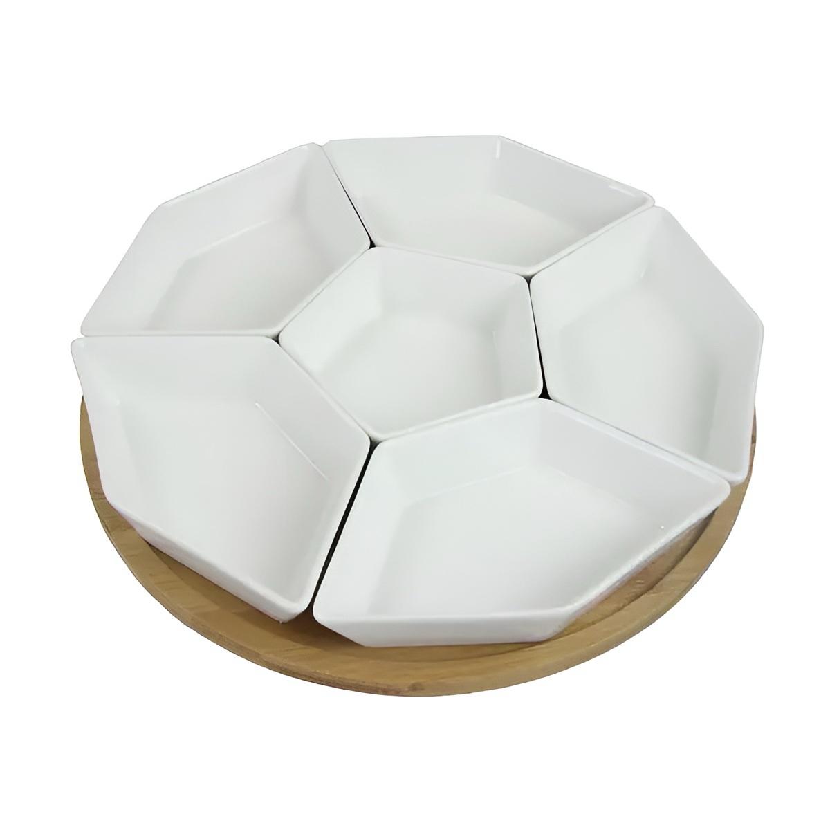 Elama ® Pantry Basics 7pc White Lazy Susan Appetizer Server