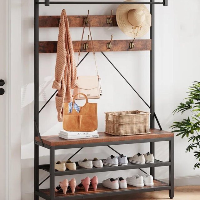 17 Stories Nadeen Hall Tree 39.79'' Wide with Bench and Shoe Storage & Reviews | Wayfair