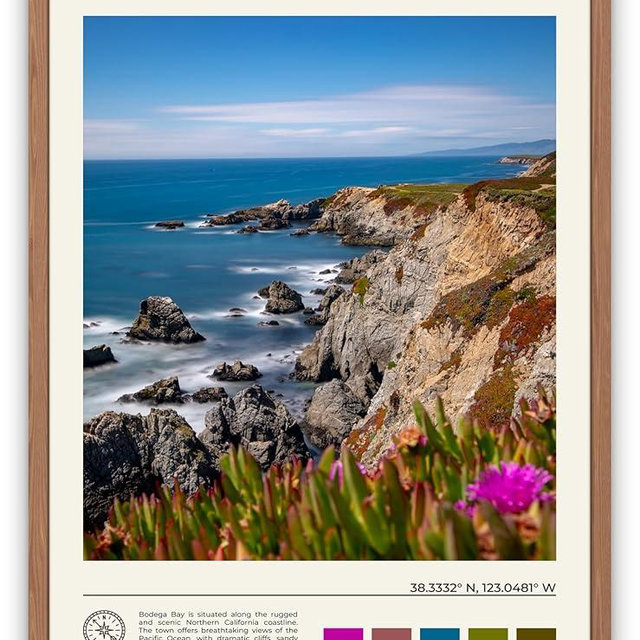 StudioUBILA Bodega Bay Wall Art Poster, Decorative Cityscape Landscape Art Prints, Home Decor Wall Art Print for Bedroom Living Room Kitchen Decorations, Unframed