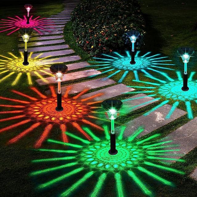 Bright Outdoor Solar Pathway Lights 8 Pack,Color Changing/Warm White LED Solar Lights Outdoor Waterproof Path Lights,Solar Powered Garden Landscape Decorative for Yard Walkway Lawn Driveway Backyard