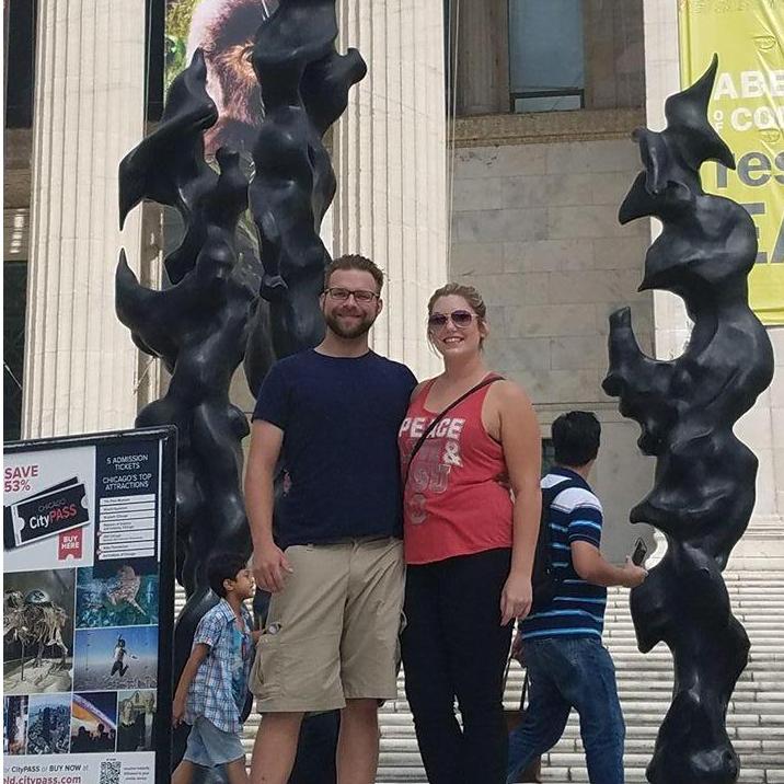 A picture of our first trip together. We went to Chicago and had a blast.