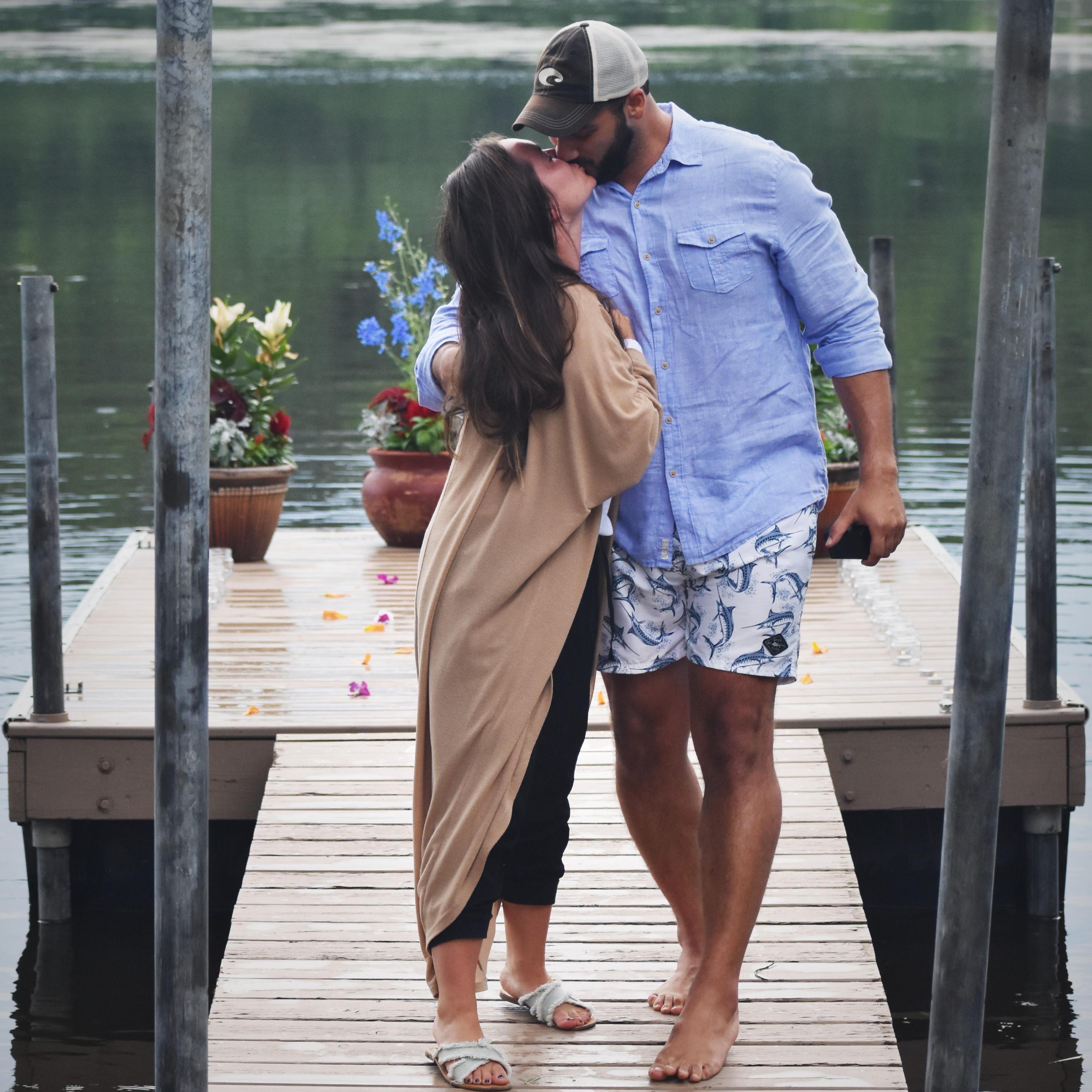 After Andrew proposed, walking back up to all Hannah's family!