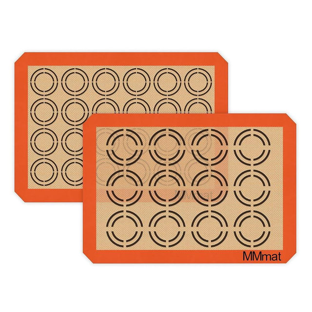 MMmat Silicone Baking Mats - Best German Silicone - Non Slip Silicone Baking Sheet, Non Stick Reusable Silicone Mats for Baking, Oven Liner, Counter Mat - 2 Half Sheets Cookie Baking Mats