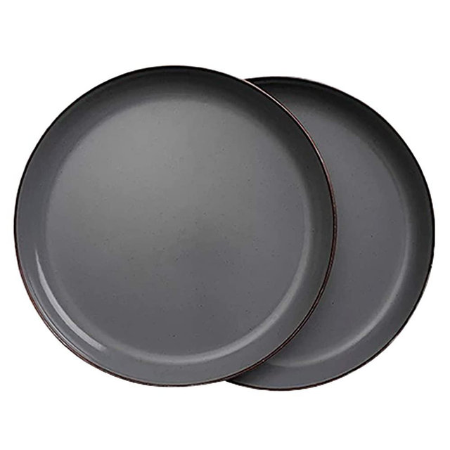 Barebones | Enamel Deep Plate, Set of 2 - Hand-Finished Baked Stainless Steel Trim