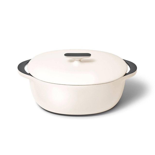 Caraway Home Enameled Cast Iron Oval Dutch Oven with Lid Cream