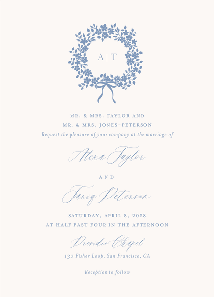 Tiglio Portrait | Denim Blue | Zola Wedding Invitations