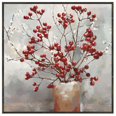 Berries & Blossoms 31-Inch Square Framed Canvas Wall Art