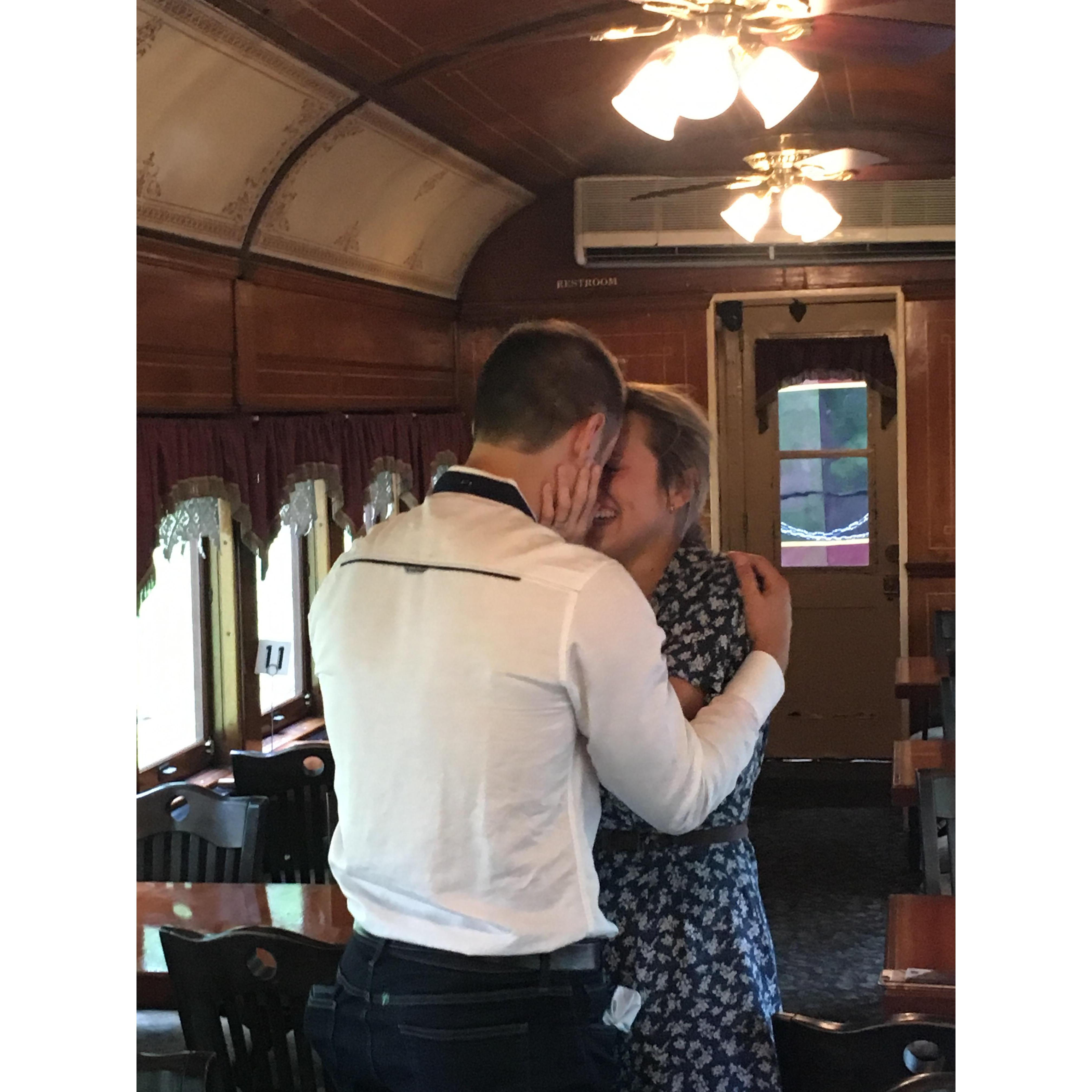 Sarah said yes! And immediately started sobbing!