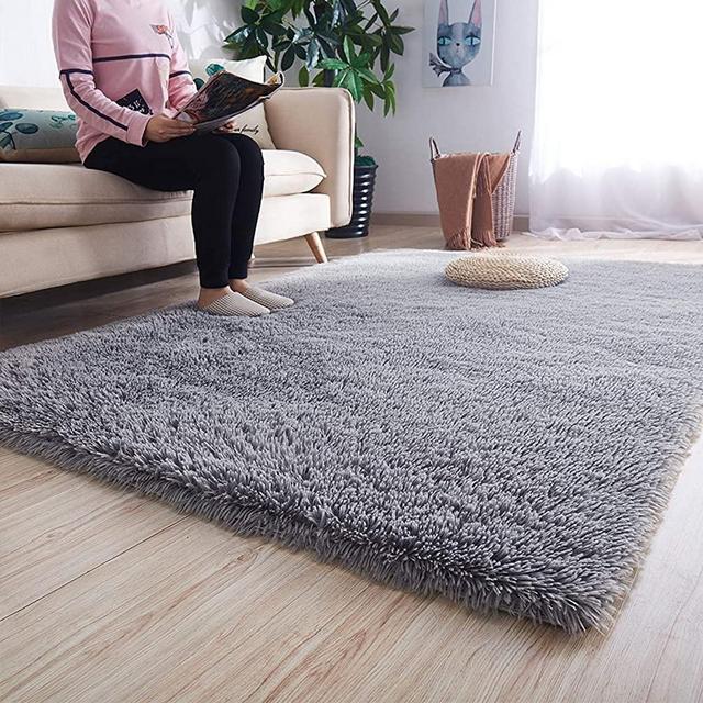 Noahas Luxury Fluffy Rugs Ultra Soft Shag Rug for Bedroom Living Room Kids Room, Child and Girls Shaggy Furry Floor Carpet Nursery Rugs Modern Indoor Home Decorative, 4 ft x 5.3 ft, Grey
