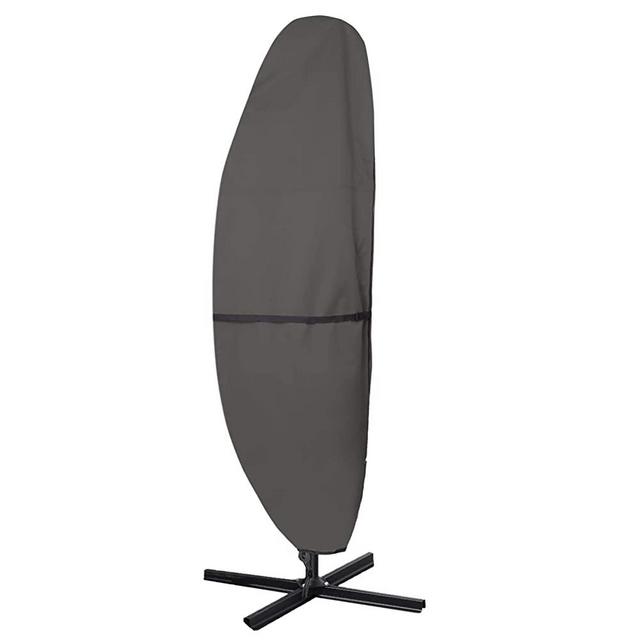 ULTCOVER Patio Umbrella Parasol Cover - 600D Waterproof Outdoor Offset Banana Style Umbrella Cover - Fits Cantilever Offset Umbrella 7.5-11.5 Feet, Black