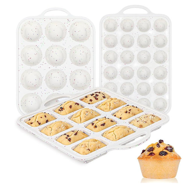 CAKETIME Metal Reinforced Bakeware Set, Silicone Muffin Pans for Baking Nonstick with Handle,12 & 24 Cup Muffin Pans and 12-Cup Mini Loaf Pan, BPA Free