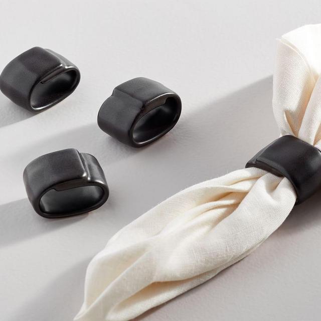 Mason Stoneware Napkin Rings, Set of 4 - Charcoal
