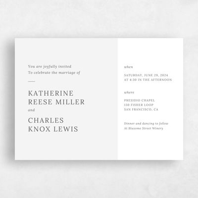 White Wedding Invitation - Stevens Border