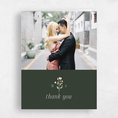 Deep Forest, Green Wedding Thank You - Feuille Photo
