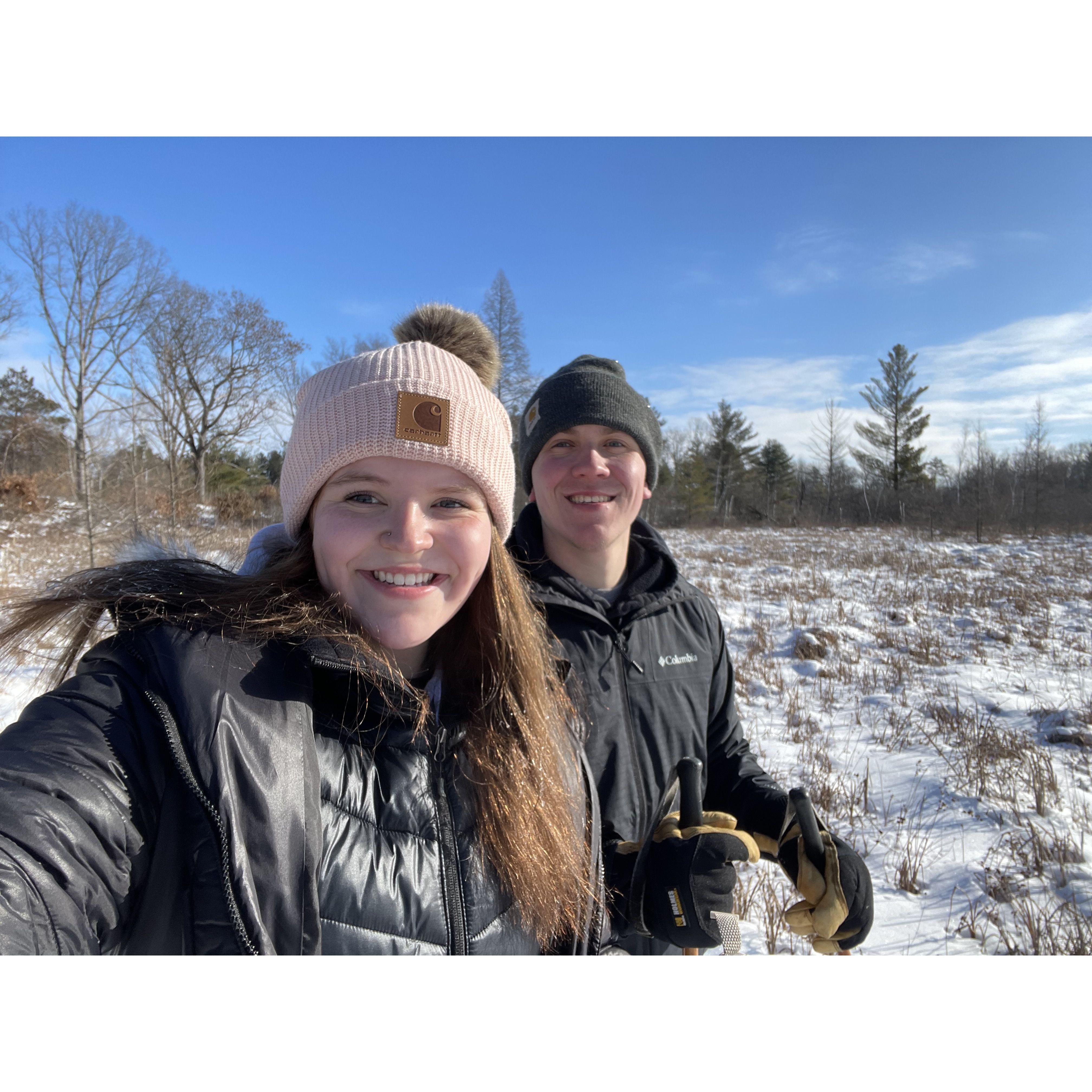 Our first time cross country skiing. It was a blast... and a killer on our bodies (just ask him)!