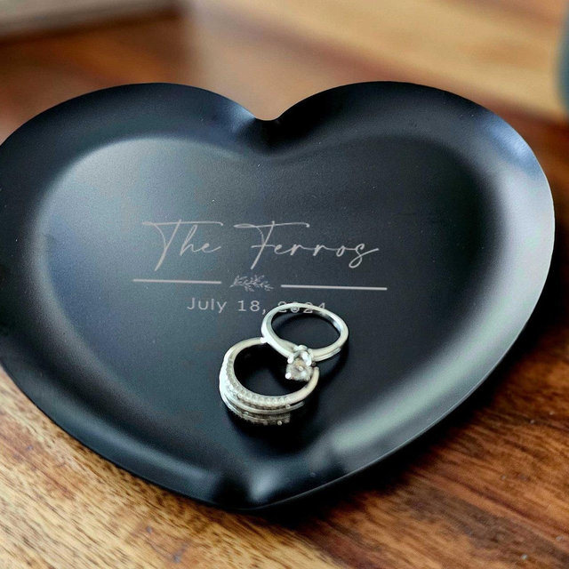 Personalized Heart Ring Dishes: Elevate Your Special Day with Engraved Elegance! Engagement & Wedding Gift | Bride To Be Gift