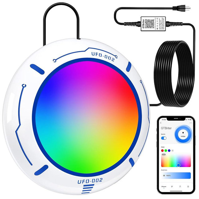 Above Ground Pool Lights with APP Control 20W RGB Dimmable LED Pool Lights with Suction Cups and Built-in Magnets 12V Underwater Pool Light for Above ground Inground Pools IP68 Waterproof 28FT Cord W