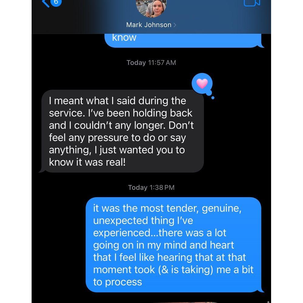 the text Mark sent Bekah after saying "i love you" for the first time