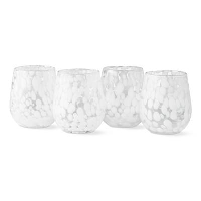 AERIN White Confetti Stemless Wine Glasses