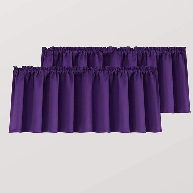 Royal Purple Valance Curtains for Windows 36x16 Inch Length