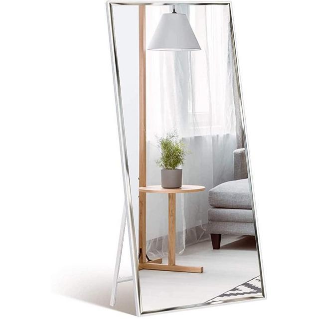 Full Length Mirror 65x24 Floor Standing, Wall Mounted, Leaning, Decorative Bedroom Living Room Standup Wall Full Body Long Hanging Large Size Tall White Frame Mirror