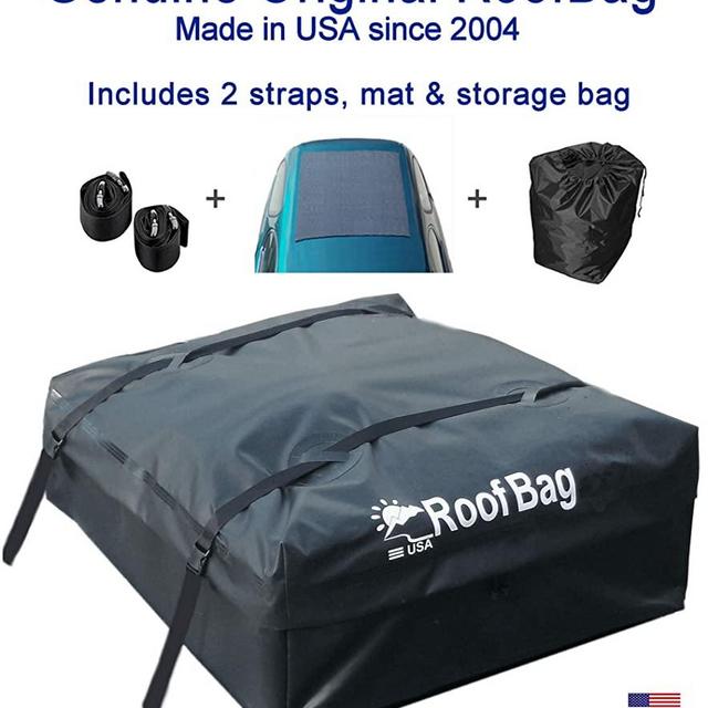 RoofBag Rooftop Cargo Carrier Bag | Made in USA | 15 cu ft |Standard Waterproof Luggage Car Top Carrier | 1 Yr Warranty | Fits ALL Cars: With Side Rails, Cross Bars or No Rack