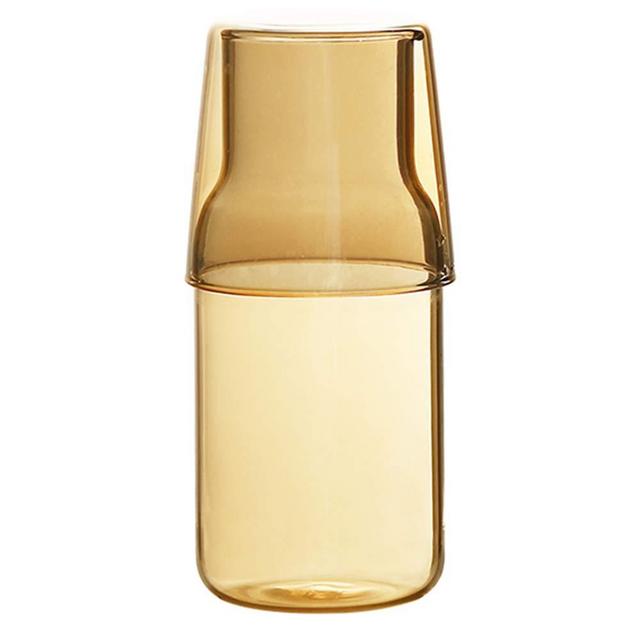 Sizikato 15 Oz Clear Glass Bedside Night Water Carafe with Tumbler Glass.