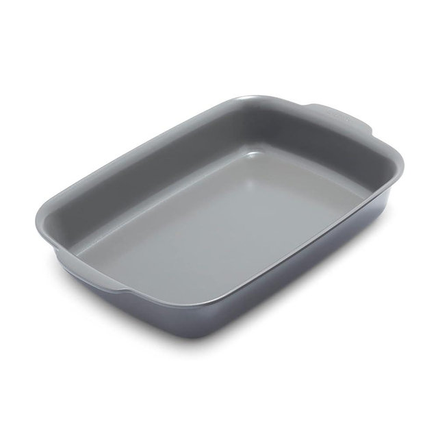 GreenPan Premiere Ovenware Healthy Ceramic Nonstick 13" x 9" Rectangular Baking Pan, Cast Aluminum Bakeware, Warp-Free, Oven and Broiler safe to 600F,Dishwasher Safe, PFAS-Free, Gray