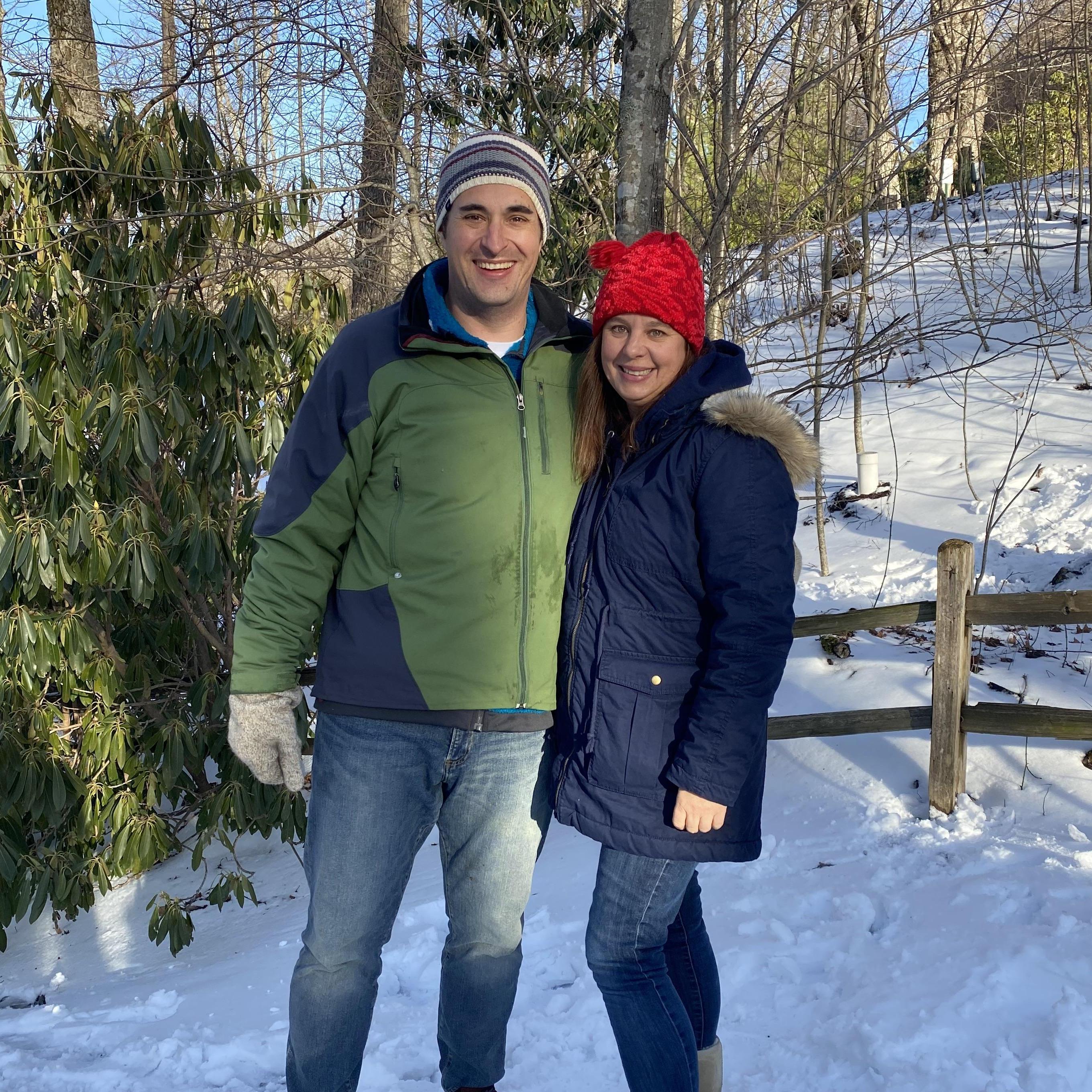 In the snow at Blowing Rock, NC during Christmas