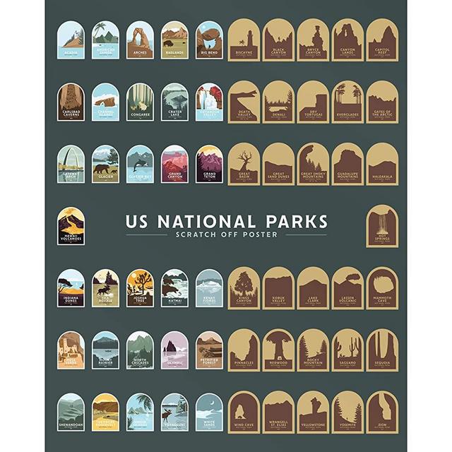 US National Parks Scratch Off Poster - 16" x 20"